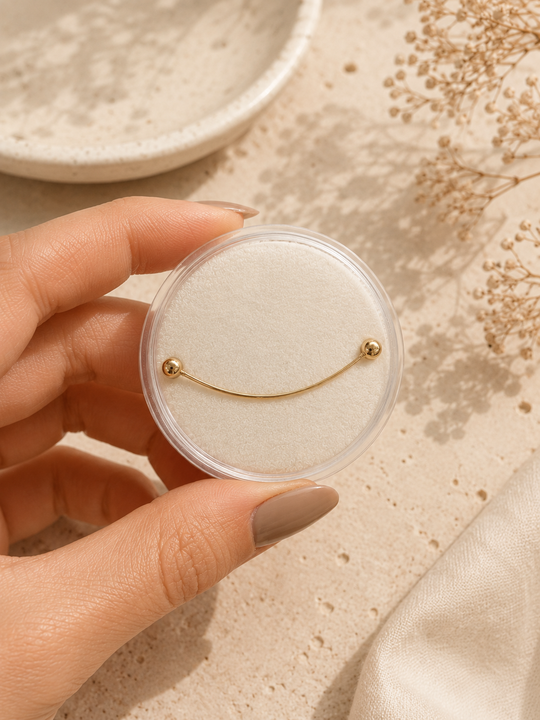 14K Gold Curved Barbell Piercing - Elegance & Comfort by Bela Jewelry
