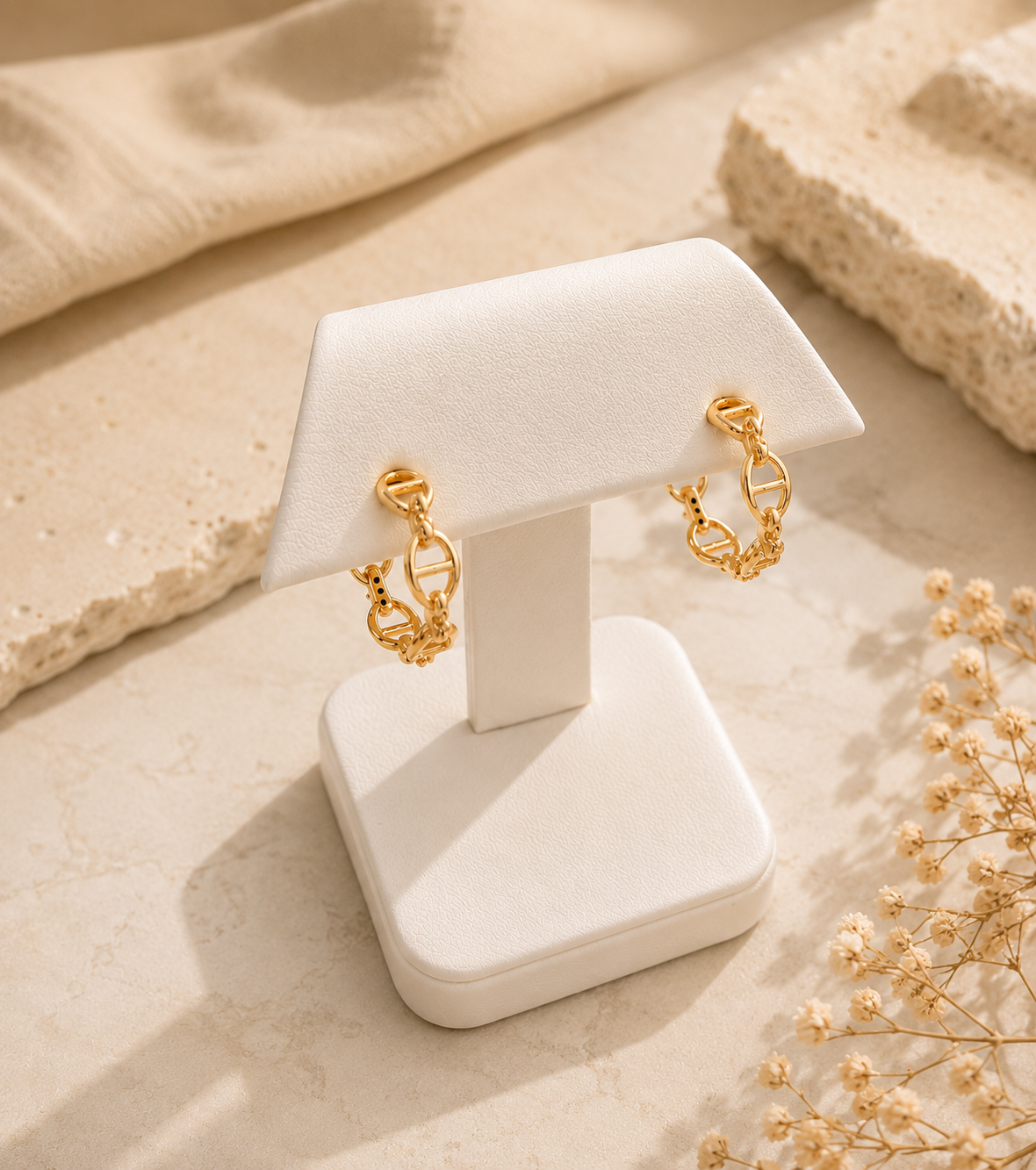Argollas de Eslabones en Oro 14K - Elegancia Moderna