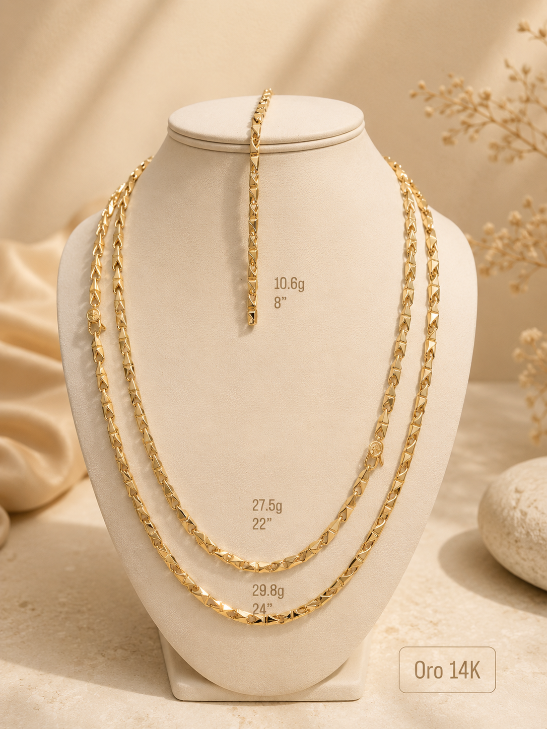 14K Gold Triangular Link Chain - Timeless Elegance and Radiance