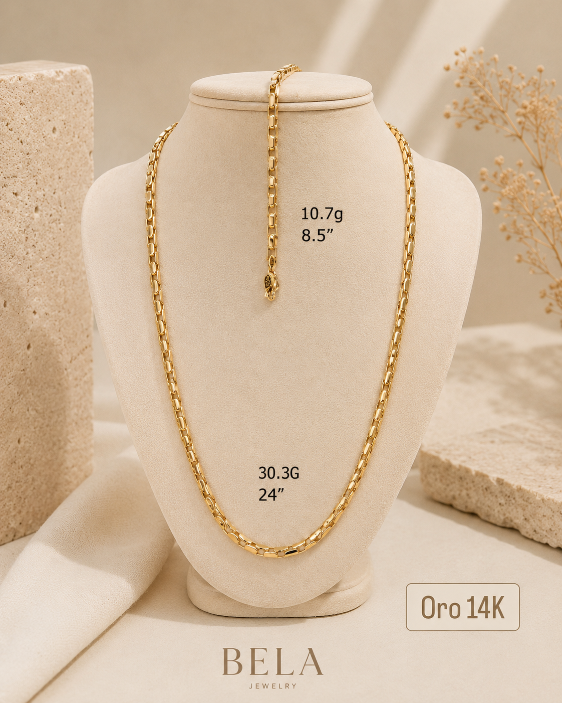 14K Gold Rolo Chain - Timeless Elegance by Bela Jewelry