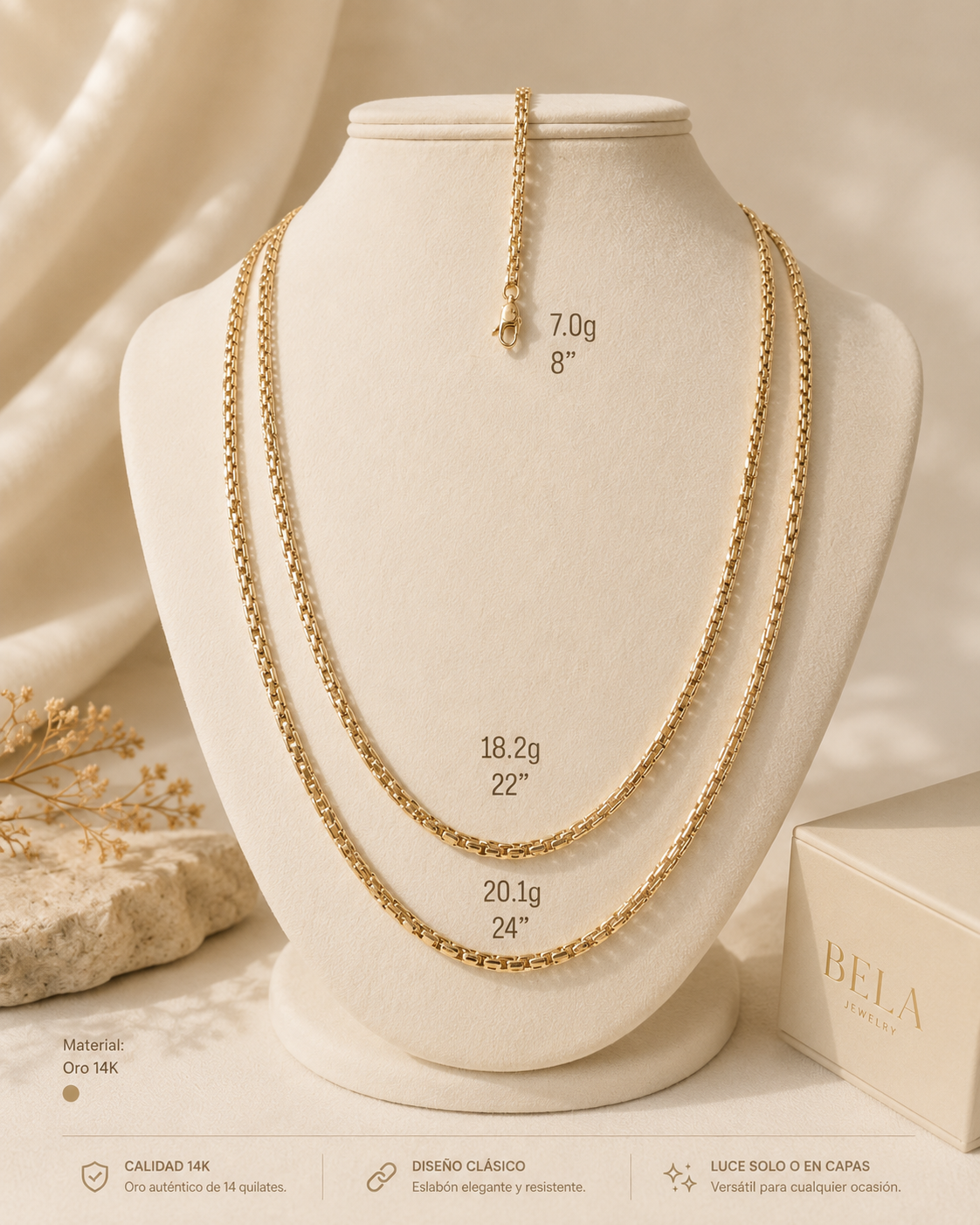 Bela Jewelry 14K Gold Classic Chain - Timeless Elegance