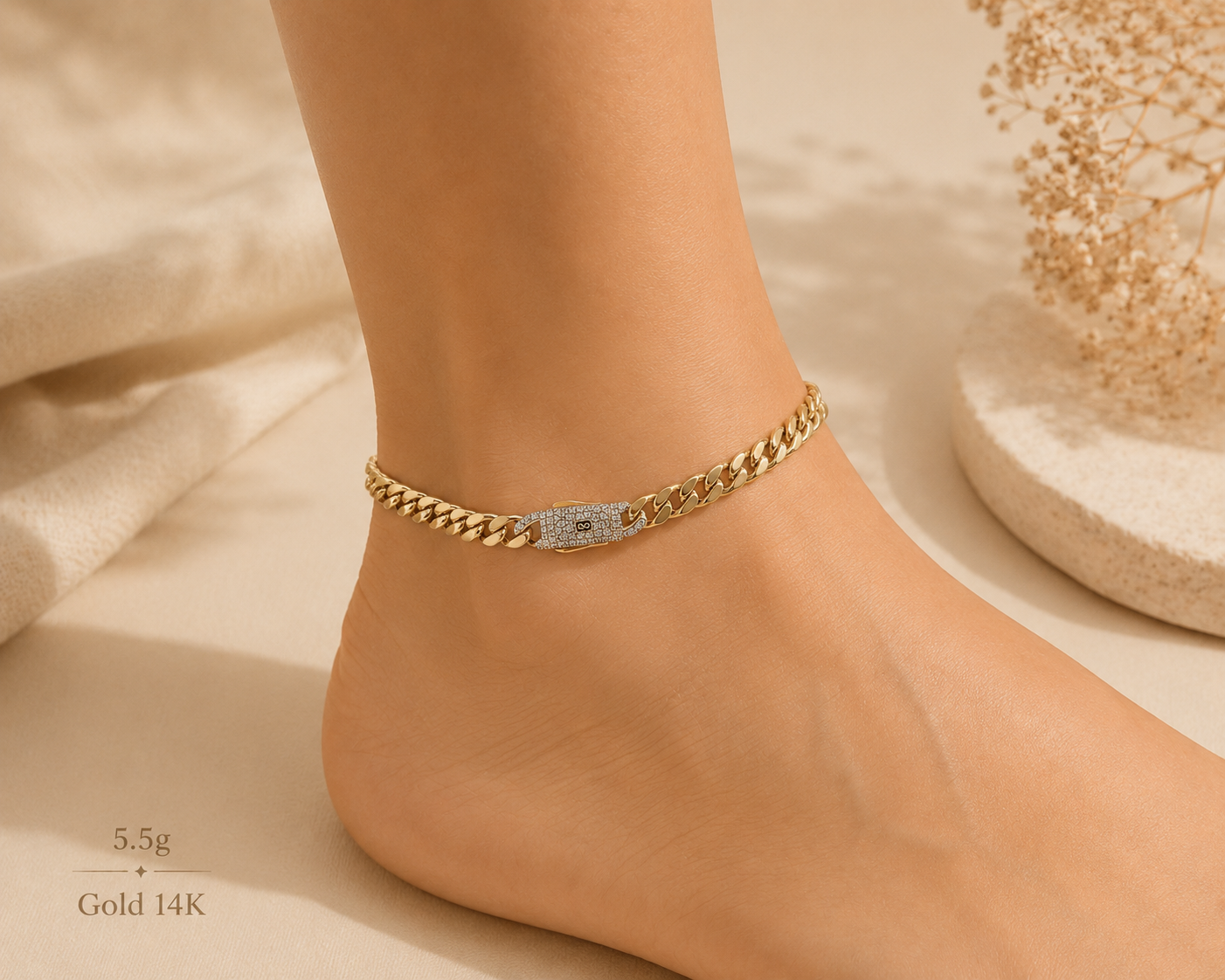 14K Gold Anklet by Bela Jewelry – Timeless Elegance with Every Step