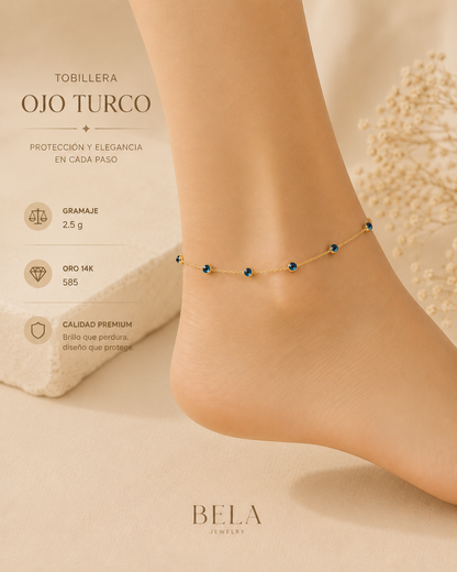 14K Gold Evil Eye Anklet: Elegance and Protection