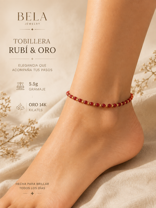 Ruby & 14K Gold Anklet: Elegance in Every Step