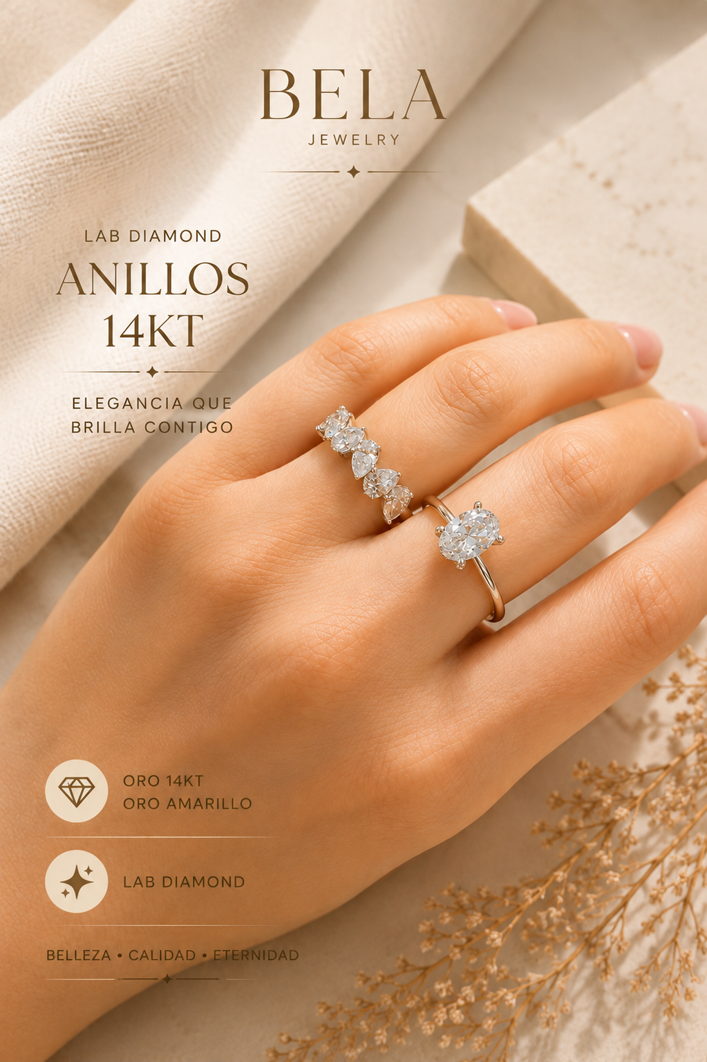 BELA Jewelry Rings Collection: 14KT Gold and Lab-Grown Diamonds