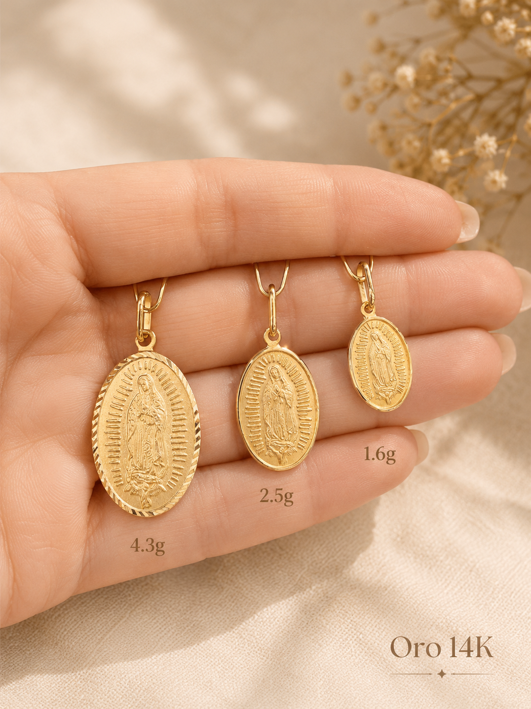 14K Gold Virgin of Guadalupe Medals - Bela Jewelry Collection