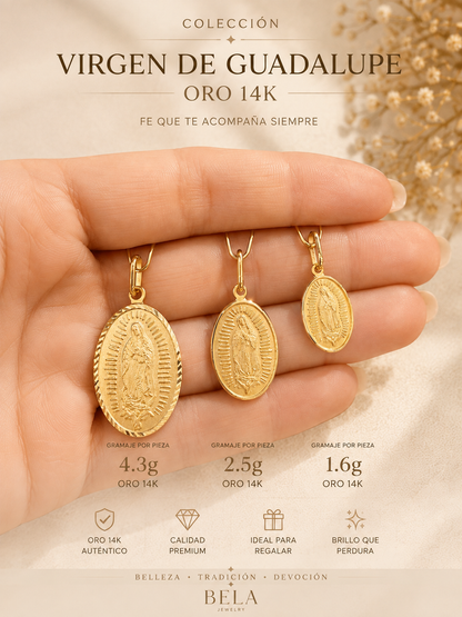 14K Gold Virgin of Guadalupe Medals - Bela Jewelry Collection