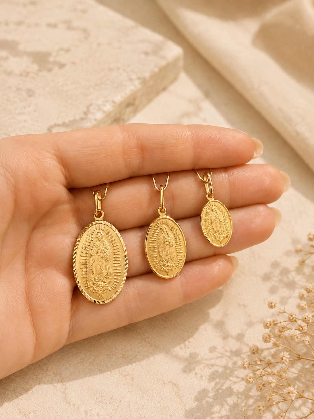 14K Gold Virgin of Guadalupe Medals - Bela Jewelry Collection