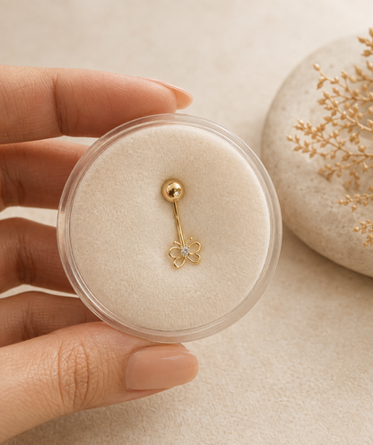 14K Gold Butterfly Belly Piercing - Natural Elegance