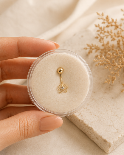 14K Gold Butterfly Belly Piercing - Natural Elegance