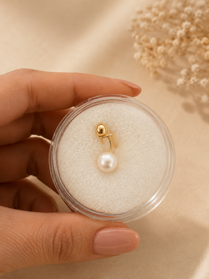 14K Gold Natural Pearl Piercing: Timeless Elegance