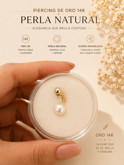 14K Gold Natural Pearl Piercing: Timeless Elegance