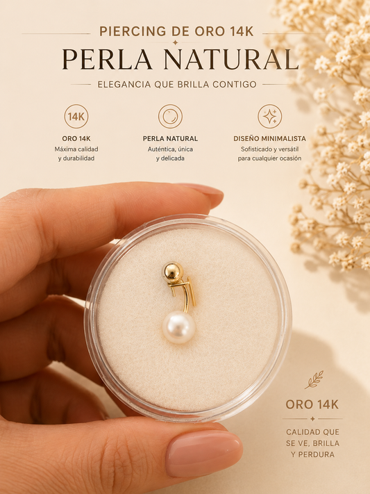14K Gold Natural Pearl Piercing: Timeless Elegance