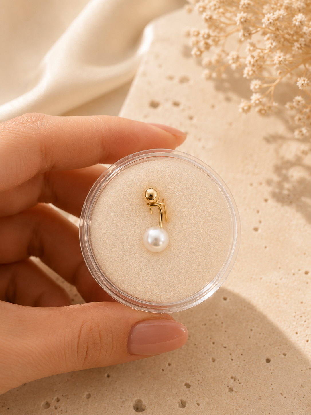 14K Gold Natural Pearl Piercing: Timeless Elegance