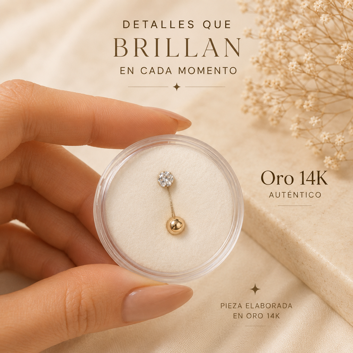 14K Gold Belly Ring with Sparkling Zirconia