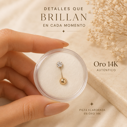 14K Gold Belly Ring with Sparkling Zirconia