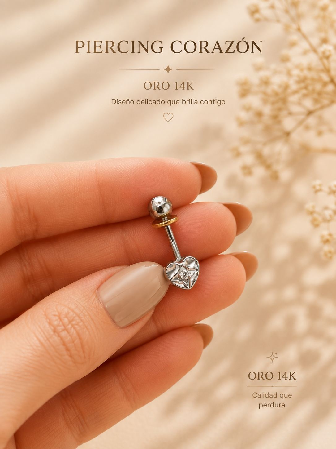 14K Gold Heart Piercing - Timeless Elegance