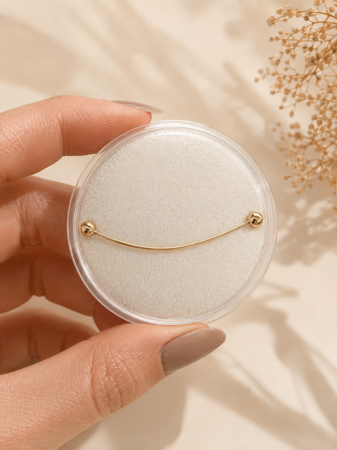 14K Gold Curved Barbell Piercing - Elegance & Comfort by Bela Jewelry