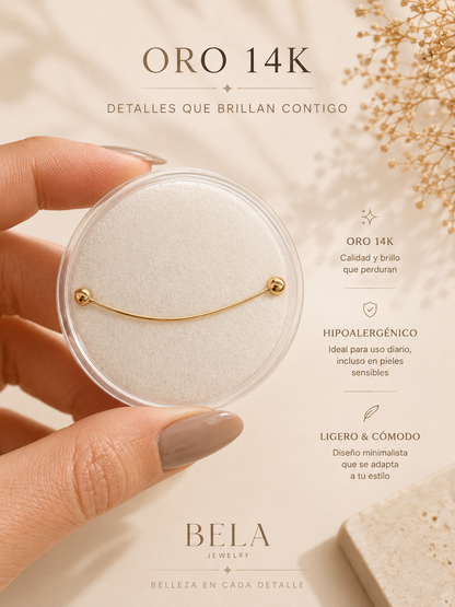 14K Gold Curved Barbell Piercing - Elegance & Comfort by Bela Jewelry