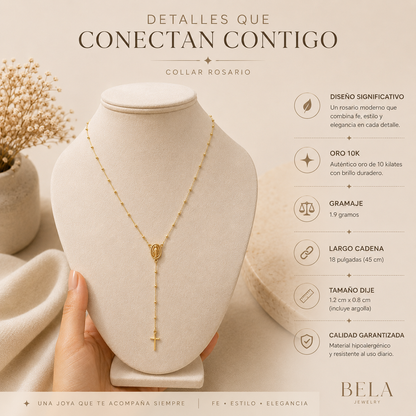 10K Gold Rosary Necklace - Elegance and Spirituality by Bela Jewelry