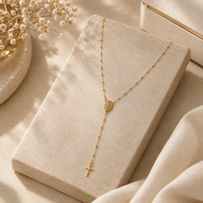 10K Gold Rosary Necklace - Elegance and Spirituality by Bela Jewelry