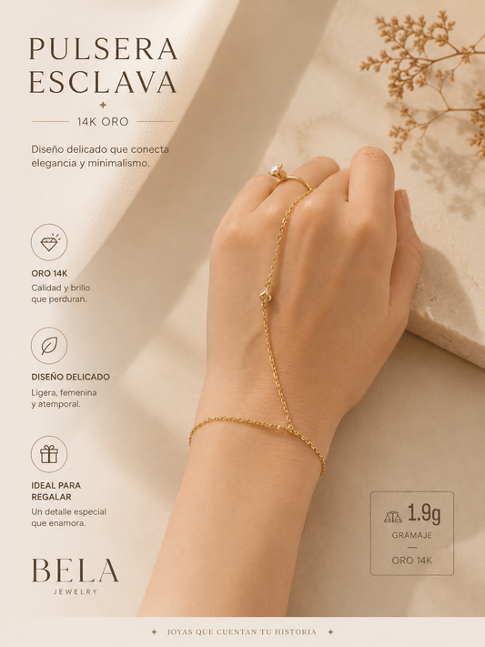 14K Gold Hand Chain Bracelet - Minimalist Elegance
