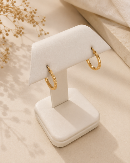 10K Gold Textured Hoop Earrings