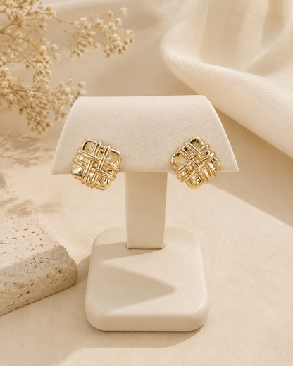 10K Gold Woven Design Earrings with Omega Clasp