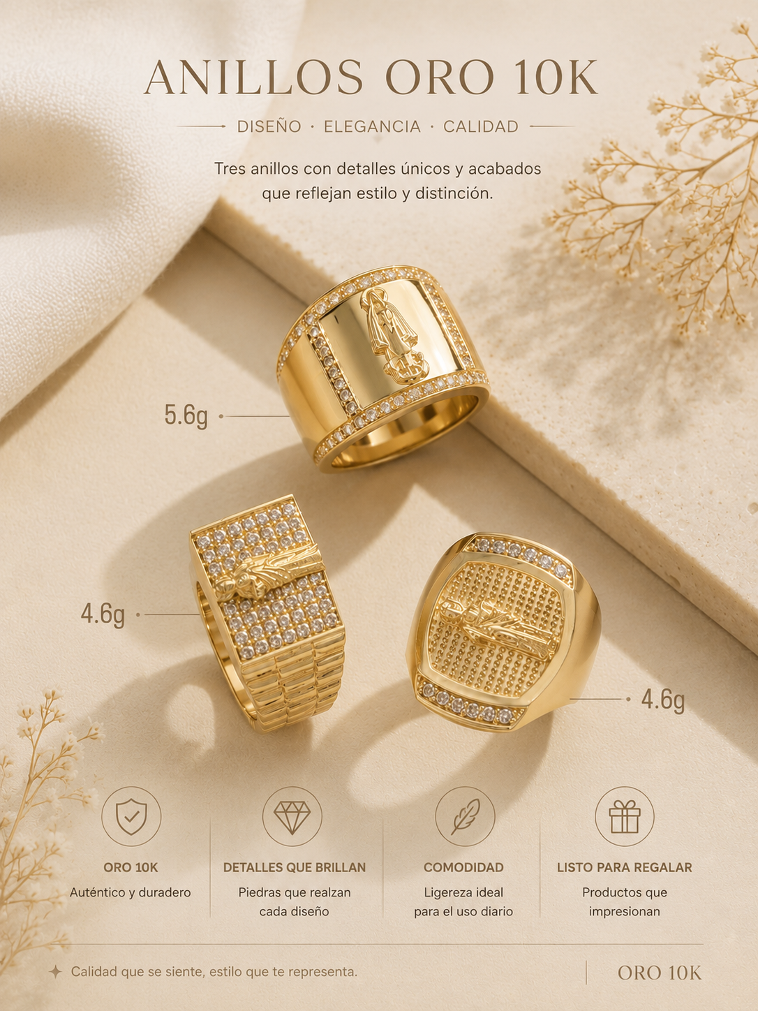 Colección Exclusiva de Anillos en Oro 10K - Devoción y Estilo