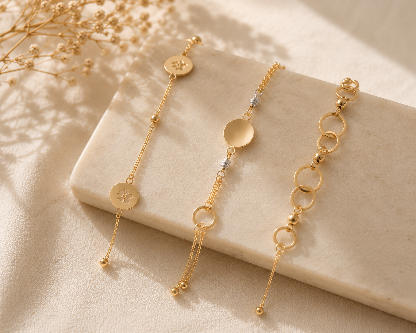 Colección de Pulseras Minimalistas en Oro de 14k