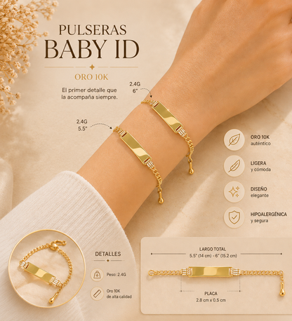 Pulsera de Identificación para Bebé en Oro 10K - Un Recuerdo Eterno