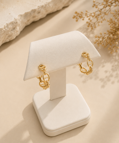 Argollas de Eslabones en Oro 14K - Elegancia Moderna