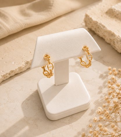 Argollas de Eslabones en Oro 14K - Elegancia Moderna