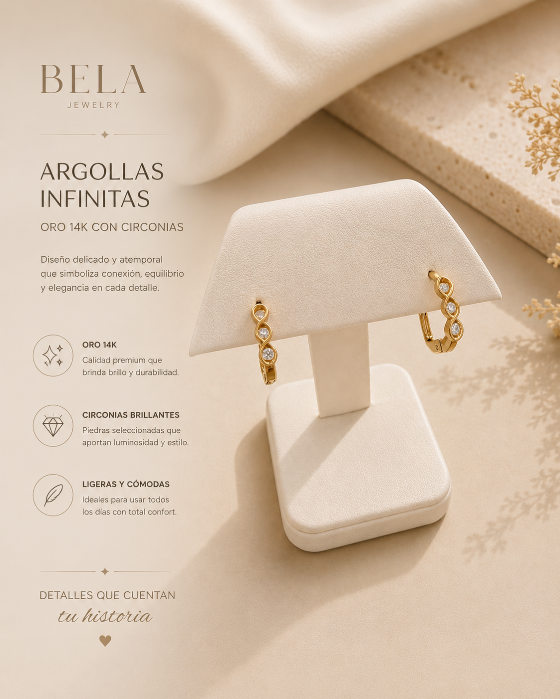 Argollas Infinitas en Oro 14K y Circonias: Elegancia Atemporal