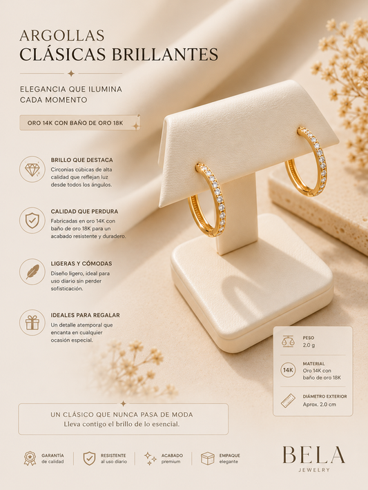 Argollas Clásicas Brillantes - Elegancia en Oro de 14K