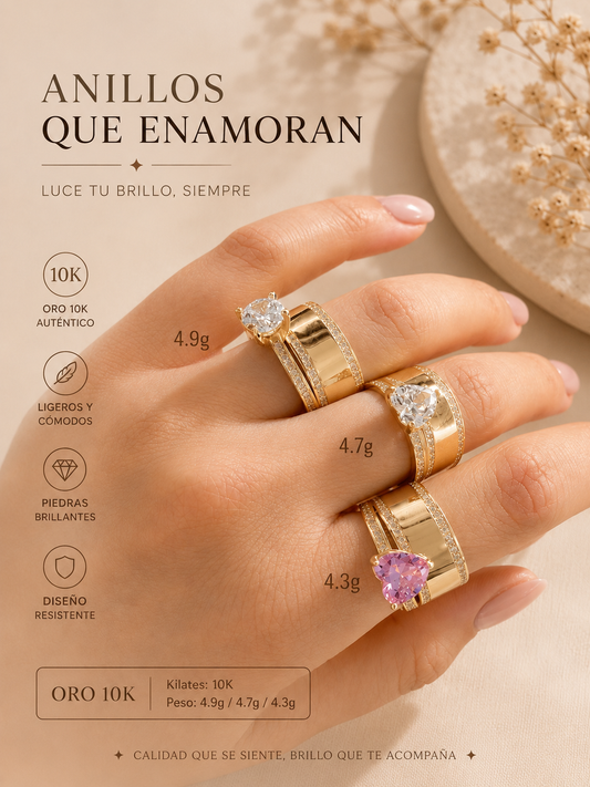 Authentic 10K Gold Ring Collection - Timeless Sparkling Elegance