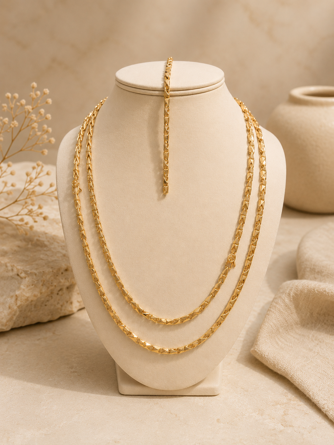 14K Gold Triangular Link Chain - Timeless Elegance and Radiance