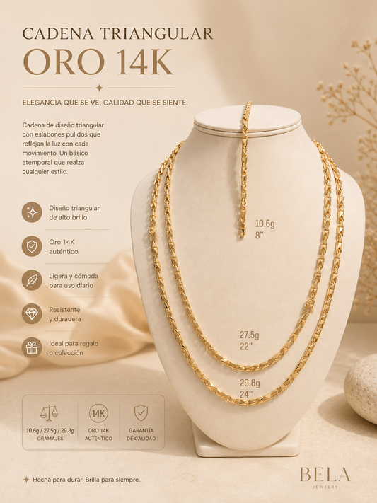 14K Gold Triangular Link Chain - Timeless Elegance and Radiance