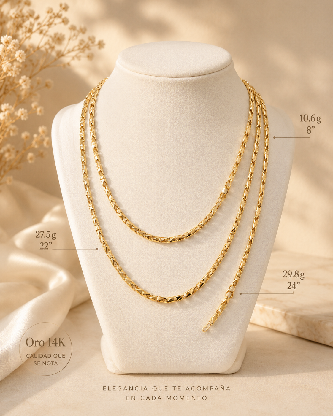 14K Gold Triangular Link Chain - Timeless Elegance and Radiance