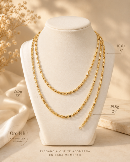 14K Gold Triangular Link Chain - Timeless Elegance and Radiance