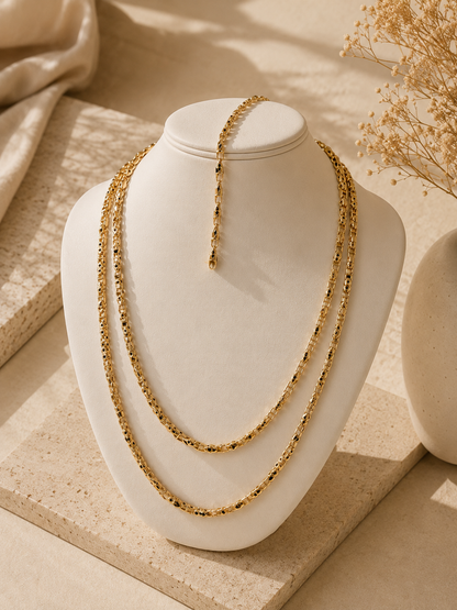 Cadena de Oro 14K con Eslabones Decorados - Elegancia Atemporal