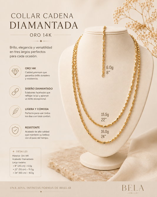 14K Gold Diamond-Cut Chain Necklace - Unmatched Elegance and Shine