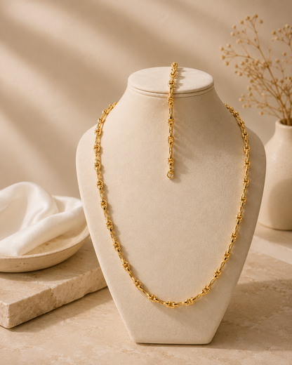 14K Gold Byzantine Link Chain and Bracelet Set - BELA Jewelry