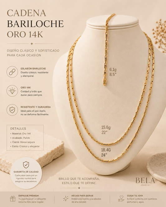 14K Gold Bariloche Chain - Timeless Elegance and Durability