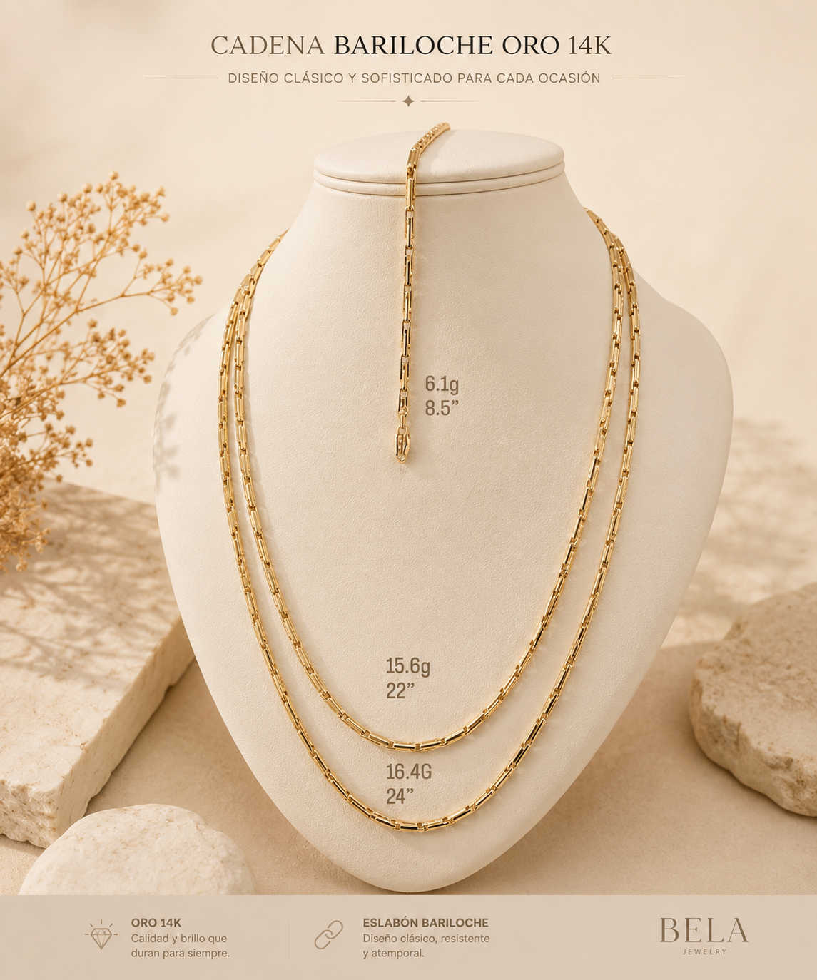 14K Gold Bariloche Chain - Timeless Elegance and Durability