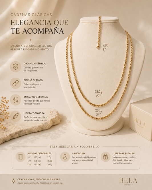 Bela Jewelry 14K Gold Classic Chain - Timeless Elegance