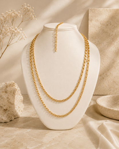 Cadena de Eslabón Cuadrado en Oro 14K - Elegancia y Sofisticación Atemporal