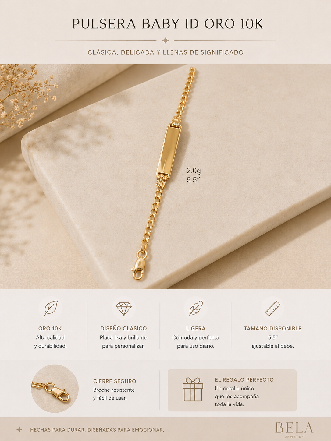 Baby ID Bracelets in 10K Gold - Bela Jewelry
