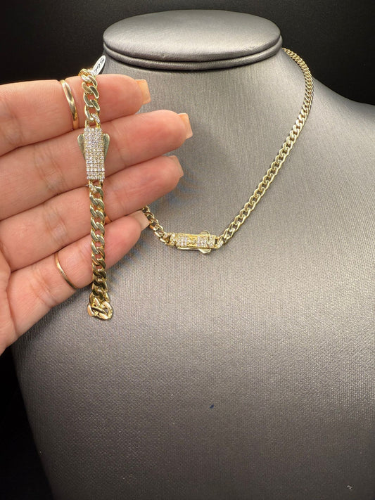 Baby Monaco Set in 10kt Gold - Necklace and Bracelet for a Unique Style