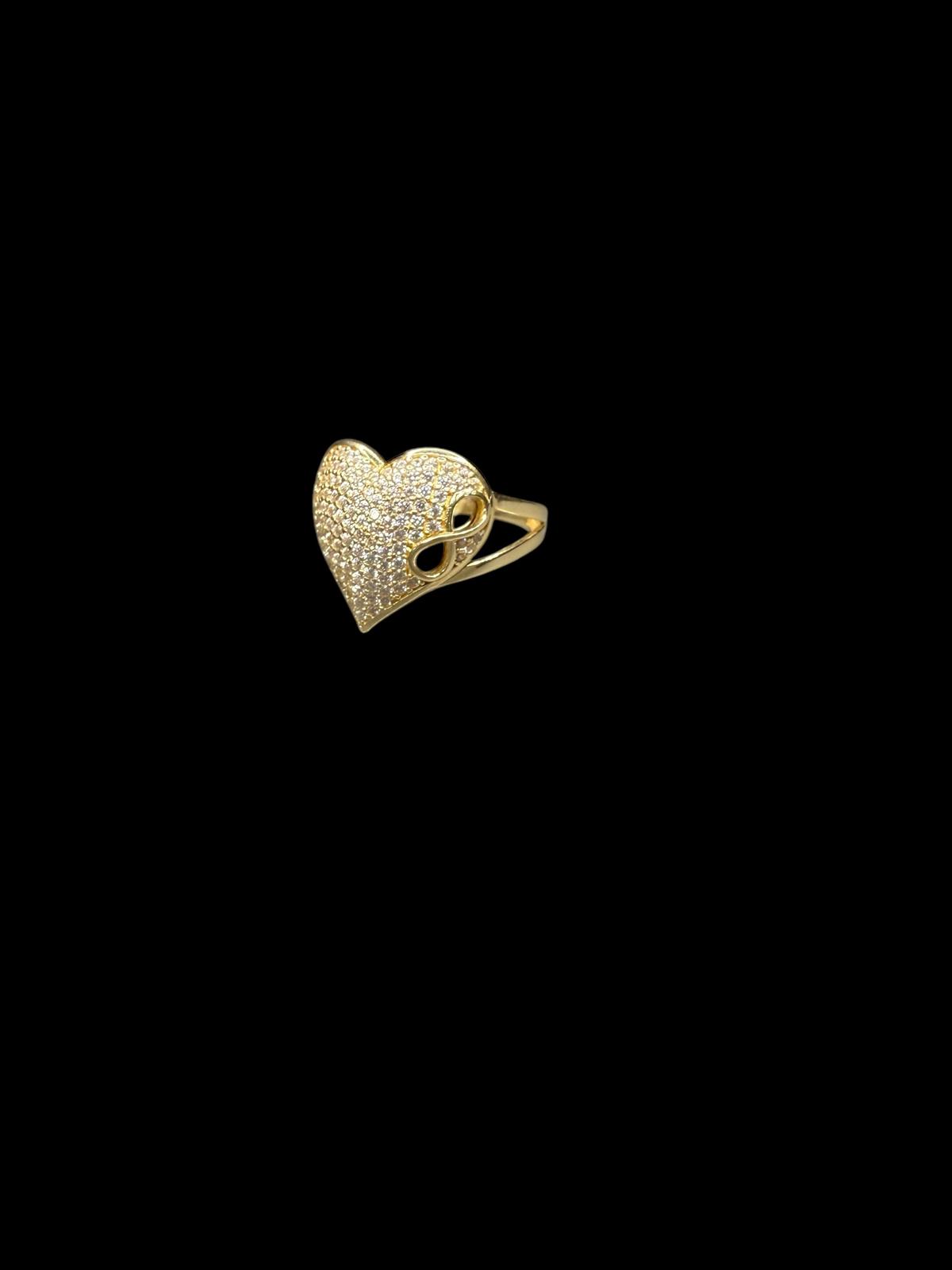 14K Gold Heart-Infinity Ring with Zirconia - Love and Eternity in One Piece